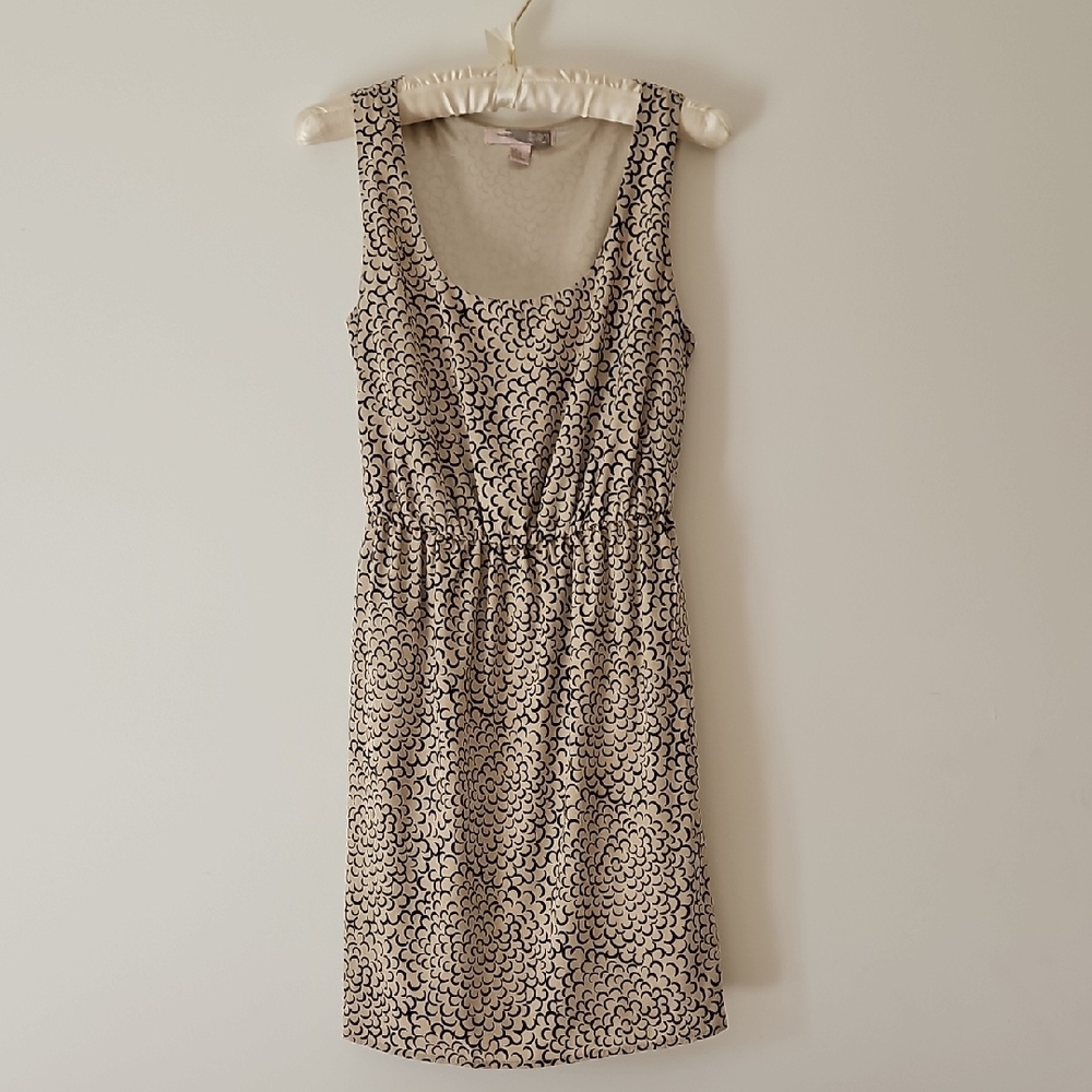 Black & Cream Patterned Sleeveless Dress